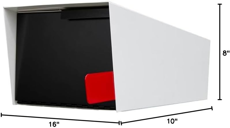 Modern Post Mount Mailbox - Mid Century, Vintage, Retro, Contemporary Design (White/Black Without Post)