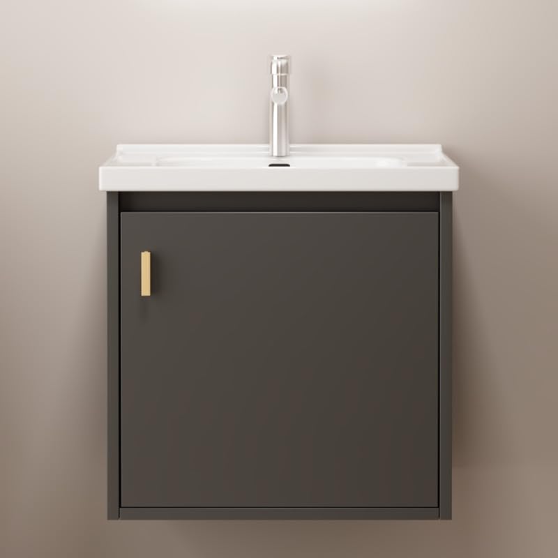 20' Small Bathroom Vanity Wall Mounted,Small Bathroom Vanity with Ceramic Sink, Modern Bathroom Vanity with Soft-Close Drawers, Chrome Faucet, Pop up Drain, P-Trap (Grey)