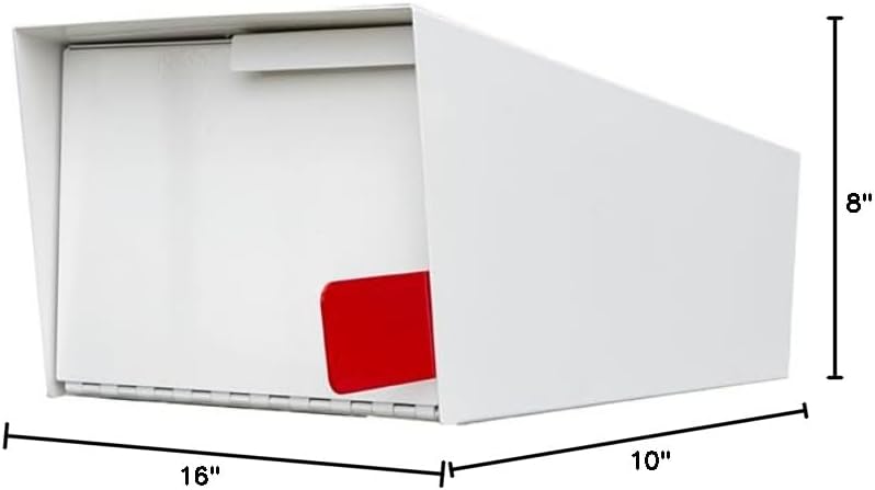 Modern Mid Century Mailbox - Vintage Retro Design, White Without Post Mount