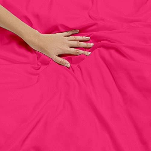 Duvet Cover Set Oversized King 132'x120' Inch 100% Cotton Soft and Breathable 3 Pieces (1 Duvet Cover & 2 Pillow Shams) Zipper Closure & Corner Ties, (Hot Pink)