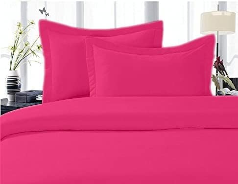 Duvet Cover Set, Alaskan King Size 136'x120' 600 Thread Count Sateen 3 Piece Bedding Set, 100% Pure Cotton Comforter Cover, Two Pillow Shams, Zipper Closure, Corner Ties, (Hot Pink)