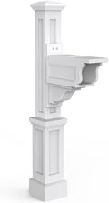 Pemberly Row Weatherproof Traditional Plastic Mail Post in White