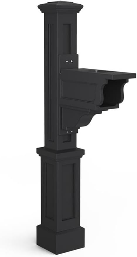 Pemberly Row Weatherproof Traditional Plastic Mail Post in Black
