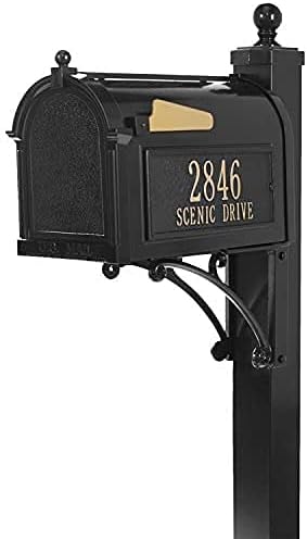 Whitehall Capitol Mailbox with Side Address Plaques & Post Package (4 Colors Available)