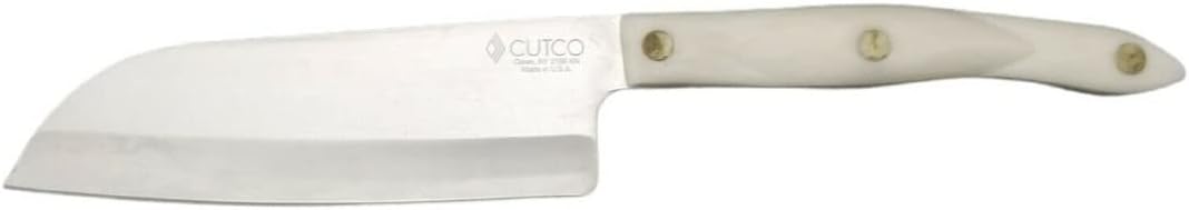 CUTCO Model 2166 White (Pearl) Petite Santoku Knife in factory-sealed plastic bag. 5.6' High Carbon Stainless Straight Edge blade and 5.1' handle