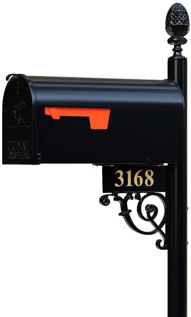The Bristol Black Mailbox with Post Included – Aluminum Mailboxes for Outside with Post – Rust Free Personalized Metal Mailbox - Large (Large)