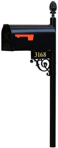 The Bristol Black Mailbox with Post Included – Aluminum Mailboxes for Outside with Post – Rust Free Personalized Metal Mailbox - Large (Large)