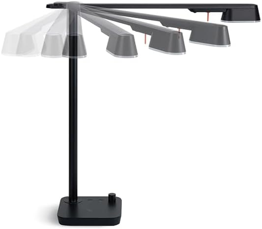 The New Lamp(Midnight Black), Home Office LED Desk Lamp, Dim2Amber Technology, Brightness and Color Temperature Adjustment, Eye Health, Reading Light, Flicker-Free, Wireless Charging