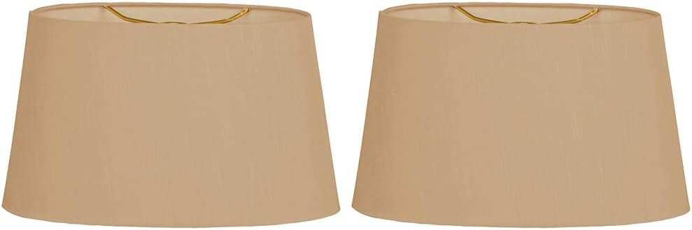 Royal Designs, Inc. Shallow Oval Hardback Lamp Shade, HB-611-14AGL-2, Antique Gold, (12 x 8) x (14 x 10.5) x 8.5, 2 Pack