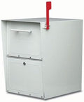 Architectural Mailboxes Oasis Classic Stainless Steel, Locking, Post Mount Parcel Mailbox, Pearl Grey, 6200G-06