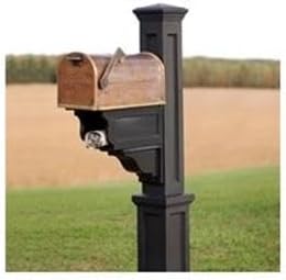 Pemberly Row Weatherproof Traditional Plastic Mail Post in Black