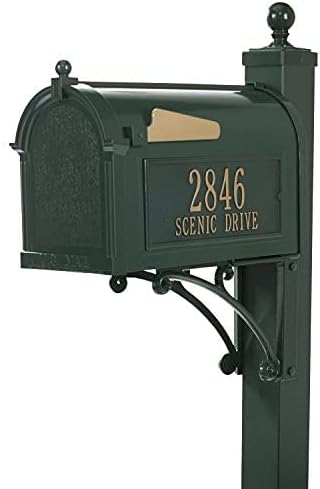 Whitehall Capitol Mailbox with Side Address Plaques & Post Package (4 Colors Available)