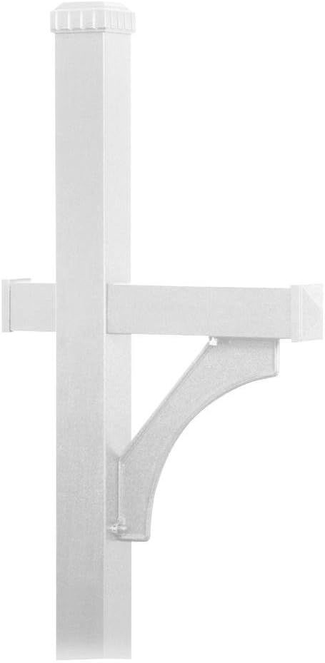 Salsbury Industries 4370WHT Deluxe Post 1 Sided In-Ground Mounted for Roadside Mailbox, White