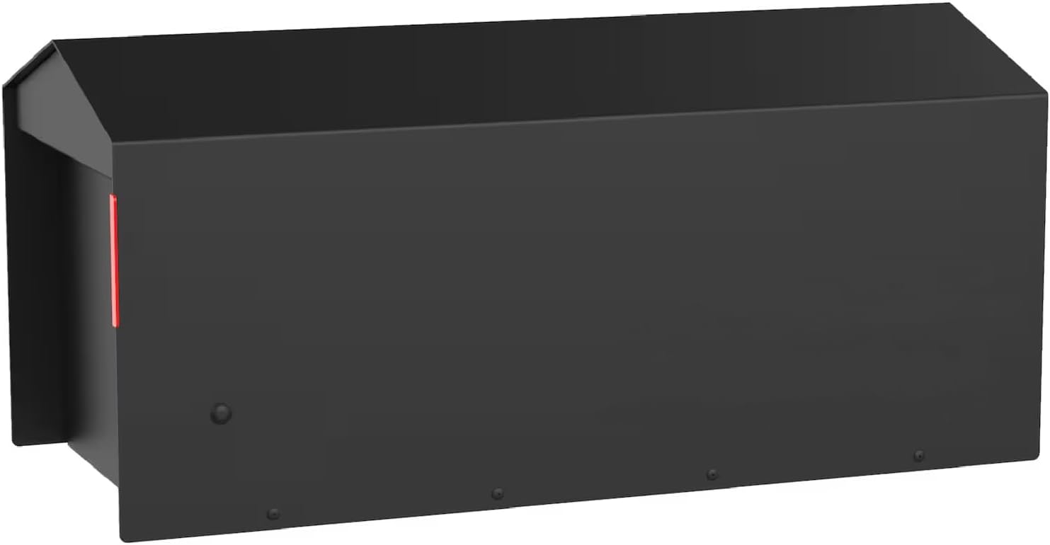 Olio Home Mailbox | Modern Design Thompson Roof Top Post Mount Mail Box | 20.5' x 9.2' x 8.5' | Galvanized Steel Mailboxes for Outside | Black
