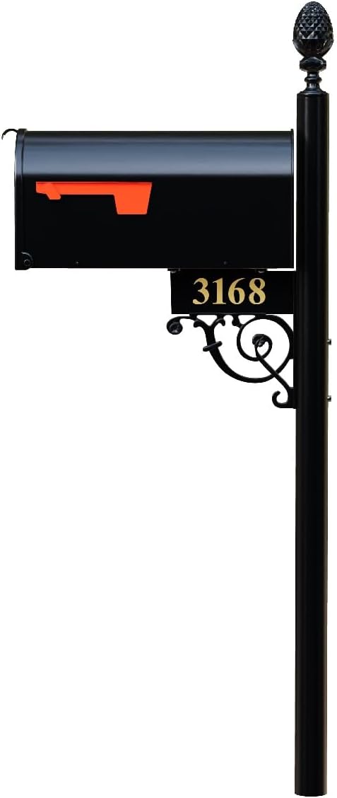 The Bristol Black Mailbox with Post Included – Aluminum Mailboxes for Outside with Post – Rust Free Personalized Metal Mailbox - Large (Standard)