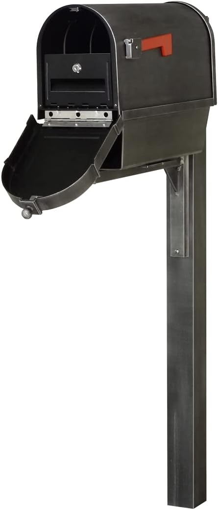SCB2015-SPK720-SW-LB998 Berkshire Curbside Mailbox with Newspaper Tube Locking Insert & Wellington Mailbox Post