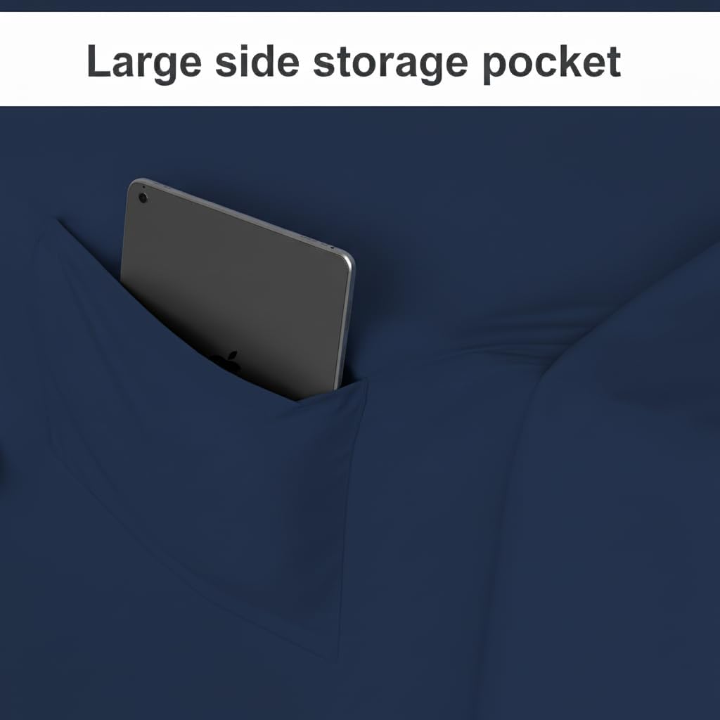 Sleep Tight Zipper Fitted Sheet Set – Includes 1 Fitted Base & 2 Zip Sheets – 100% Cotton, 600 Thread Count, Zip Sheet Set, Extra Deep Pockets (15') (Dark Blue, Twin)