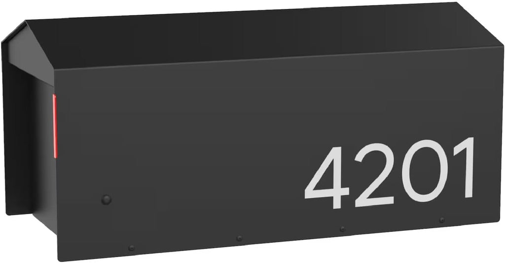 Olio Home Mailbox | Modern Design Personalized Thompson Roof Top Post Mount Mail Box | 20.5' x 9.2' x 8.5' | Galvanized Steel Mailboxes for Outside | Black