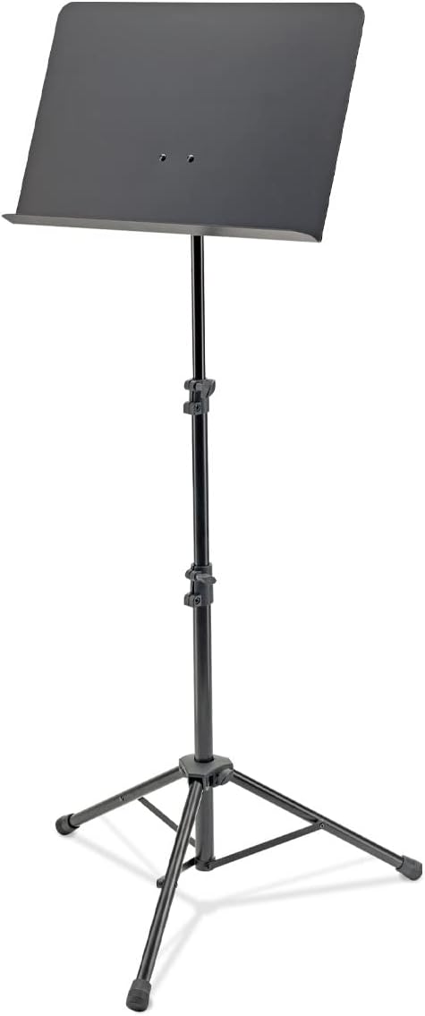 K&M Konig & Meyer 11870.015.55 Orchestra Music Stand | Large Deep Steel Desk Holder For Music Sheets Or Book | Sturdy Tripod Base | Adjustable 3pc Telescopic Design | Portable | German Made | Black