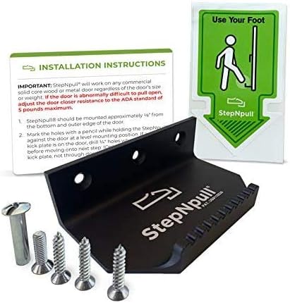 Hands Free Door Opener – 4pk No Touch Foot Pull & Commercial Touchless Door Opener Tools for Bathroom (Black - 4 Count)