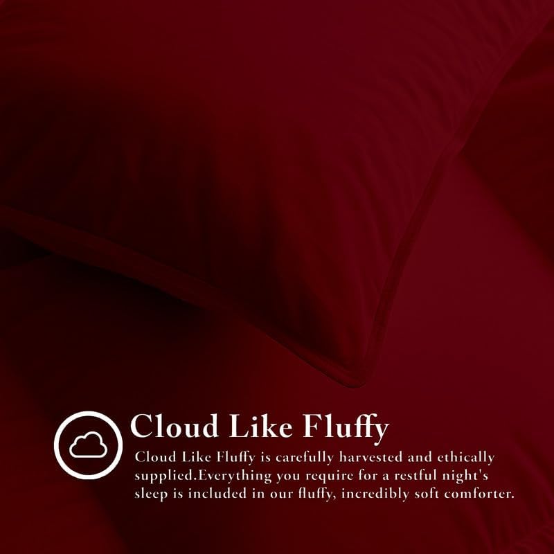 Egyptian Cotton Oversized Queen Size Comforter Sets - Burgundy Color, Soft Lightweight Bed Set, All Season Gray Bedding Sets - 1 Comforter & 2 Pillow case