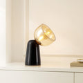 SAFAVIEH Lighting Collection Omara Amber/Black Marble 13-inch Table Lamp, Ideal for Living Room, Bedroom, Nightstand, Home Office, Dorm (LED Bulb Included)