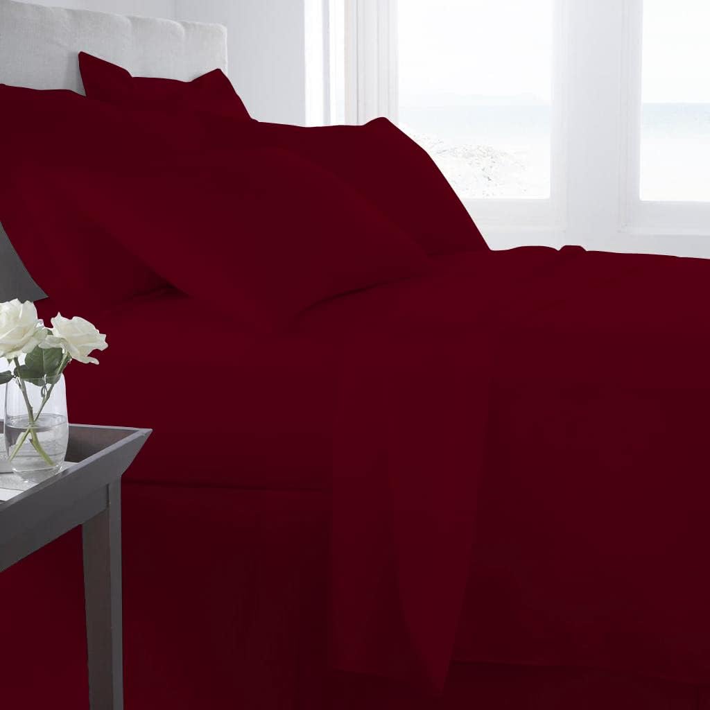 Balsara's Luxury - 7 Piece Bed in A Bag (15' Deep Pocket Sheet Set & 400 GSM Comforter) - 800 Thread Count - 100% Egyptian Cotton (Queen Size, Burgundy Solid)