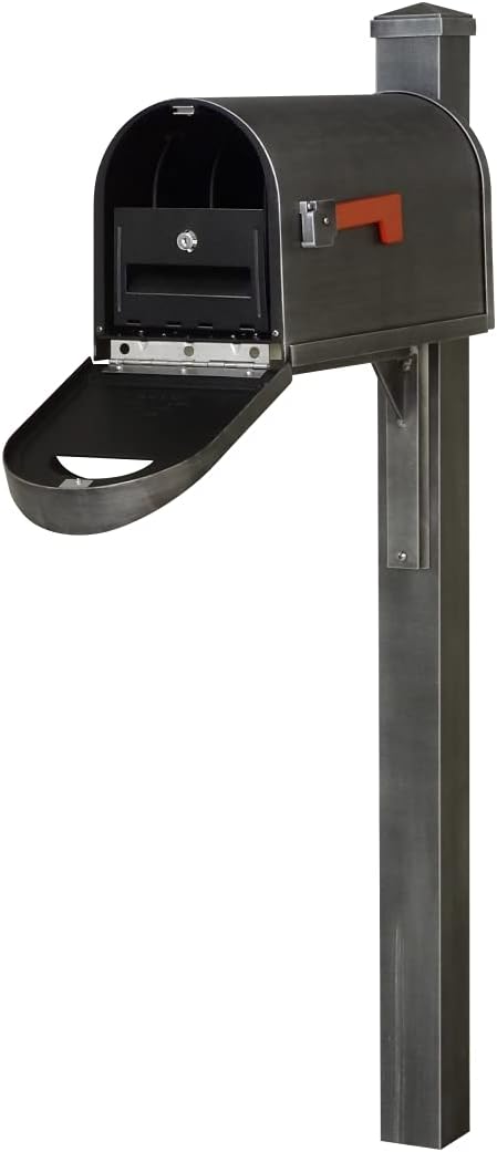 SCC1008-SPK720-SW-LB998 Classic Curbside Mailbox wtih Locking Insert & Wellington with Direct Burial Mailbox Post Smooth