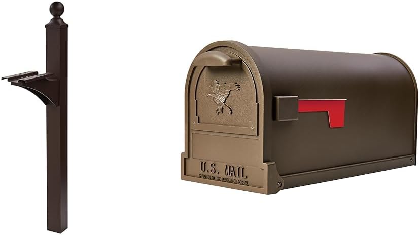Architectural Mailboxes Landover Aluminum Mailbox Post with Arlington Large Textured Bronze Mailbox