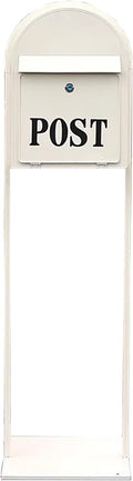 Mailboxes for Outside, Mailbox with Post Landing, Metal Mailbox with Keys Lock, for Garden, Lawn, Party, Countryside(White)