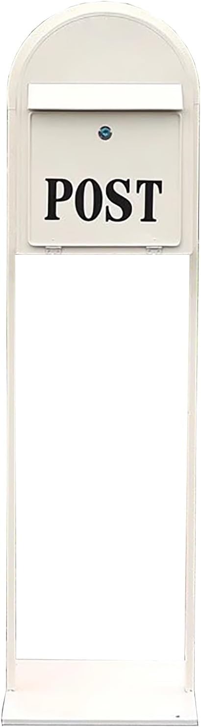 Mailboxes for Outside, Mailbox with Post Landing, Metal Mailbox with Keys Lock, for Garden, Lawn, Party, Countryside(White)