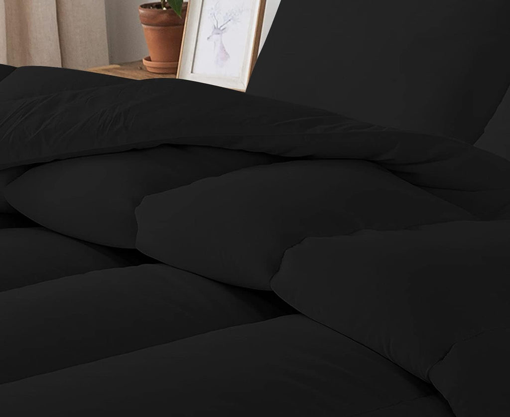 5 PC Straight Line Pattern Comforter Set Premium Super Soft 600 GSM All Season | 1000 Thread Count | 100% Egyptian Cotton ( Full/Queen Size, Black Color)