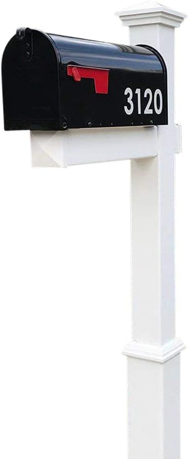 4Ever Products The Homestead Vinyl/PVC Mailbox Post (Includes Mailbox) - Parent (White Reflective Numbers)