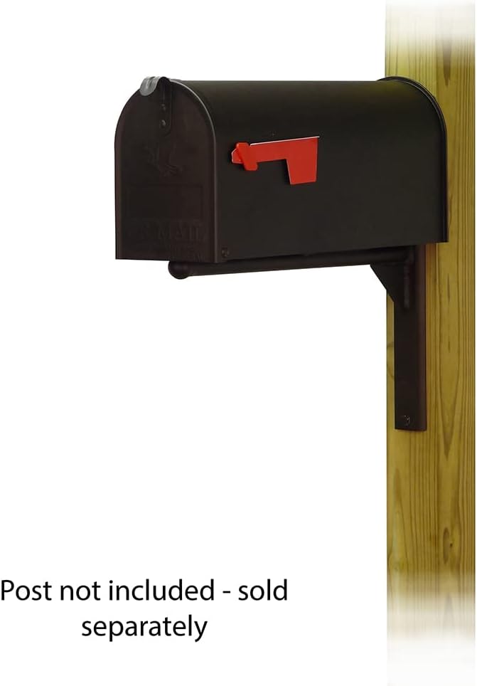 Special Lite Standard Steel Curbside Mailbox with Ashley Front Single Mailbox Mounting Bracket - TC-ASH-FS-1018-BLK