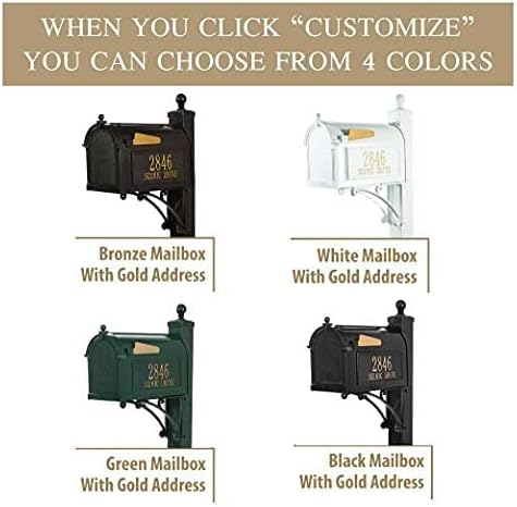 Whitehall Capitol Mailbox with Side Address Plaques & Post Package (4 Colors Available)