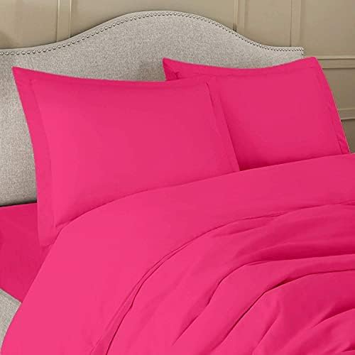 Duvet Cover Set, Alaskan King Size 136'x120' 600 Thread Count Sateen 3 Piece Bedding Set, 100% Pure Cotton Comforter Cover, Two Pillow Shams, Zipper Closure, Corner Ties, (Hot Pink)