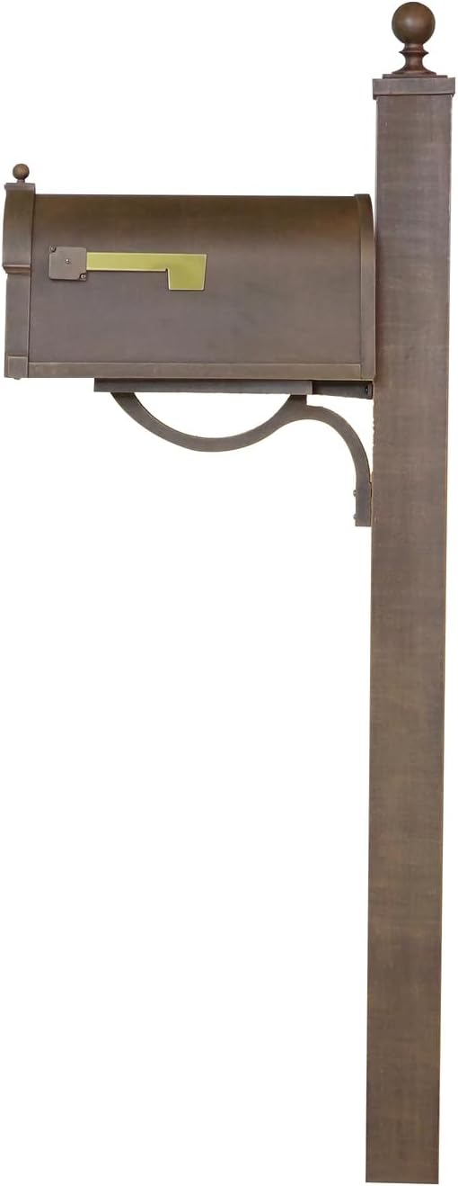Products Heavy Duty Cast Aluminum Berkshire Curbside Mailbox with Locking Insert and Springfield Mailbox Post, Copper