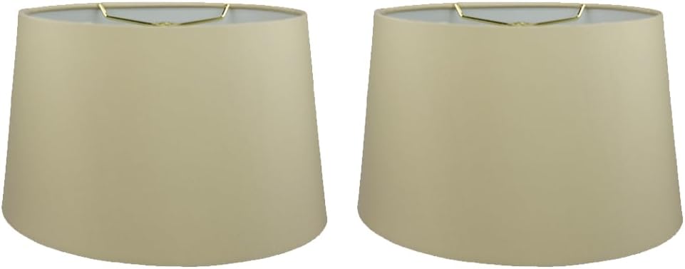 Royal Designs, Inc. Shallow Oval Hardback Lamp Shade, HB-611-14BG-2, Beige, (12 x 8) x (14 x 10.5) x 8.5, 2 Pack