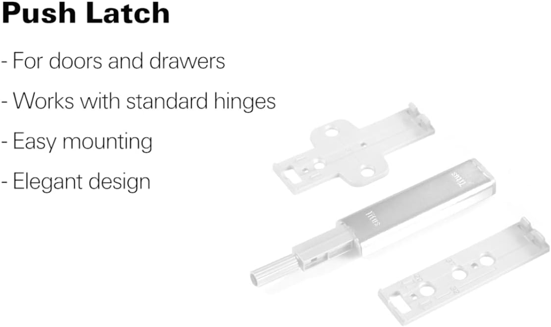 Titus+ PushLatch -Push to Open Door Latch,Push Open System for Cabinet Doors and Drawer (50 pack)