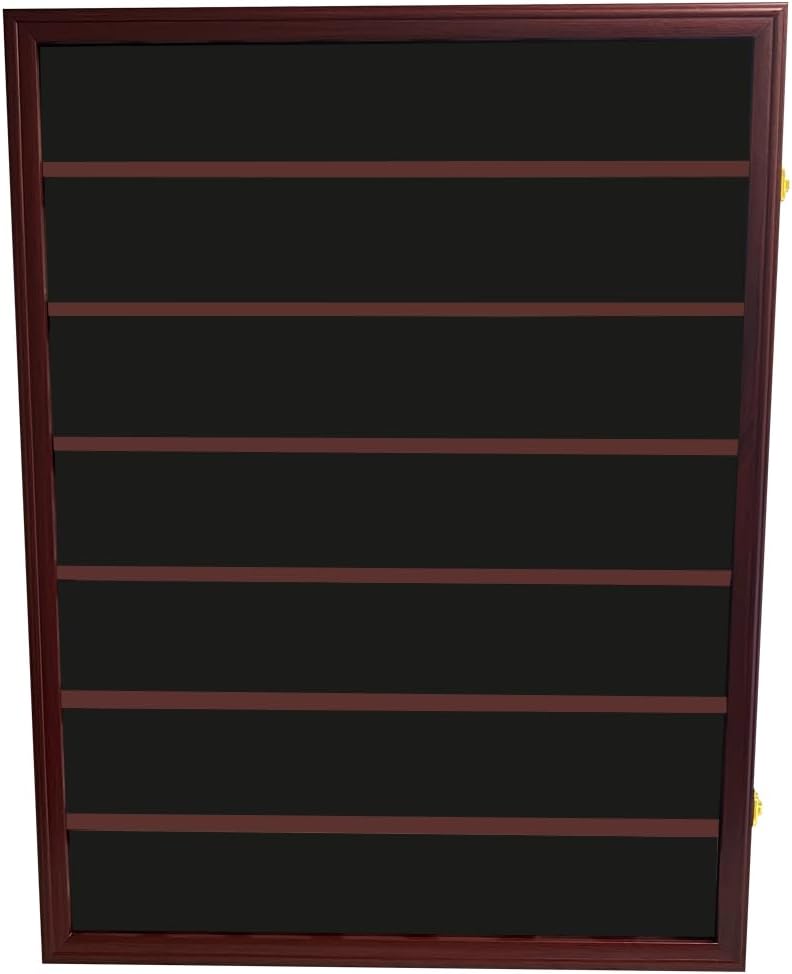 Wall-Mounted Walnut (7 Rows) NGC PCGS ICG Wooden Coin Slab Display Case Holder Frame Cabinet Storage for Coin Collection Medal Badges Sport Card Trading Card Collectibles Organization