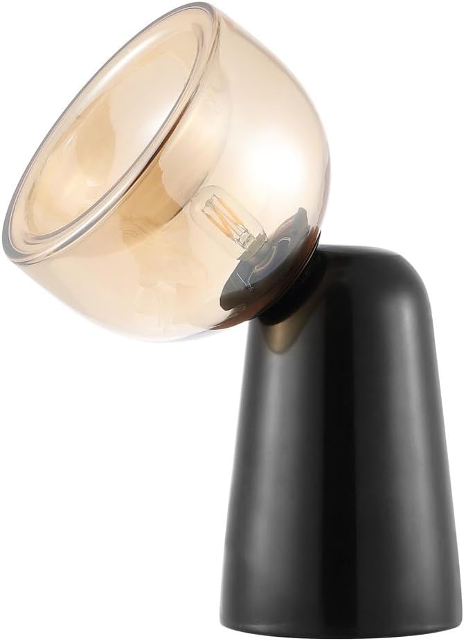 SAFAVIEH Lighting Collection Omara Amber/Black Marble 13-inch Table Lamp, Ideal for Living Room, Bedroom, Nightstand, Home Office, Dorm (LED Bulb Included)