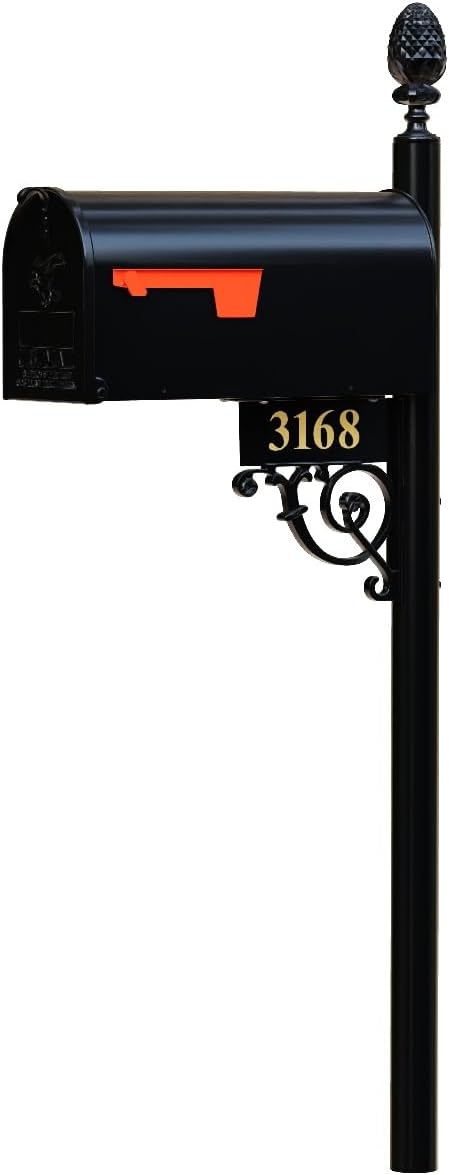 The Bristol Black Mailbox with Post Included – Aluminum Mailboxes for Outside with Post – Rust Free Personalized Metal Mailbox - Large (Standard)