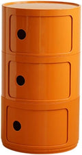 Round Nightstand with Drawers, Round Bedside Table 2/3/4 Tier Plastic Nightstand Storage, RoundStorage Cabinet with Sliding Door, Modern End Table Side Table, for Living Room, Bedroom, Bathroom