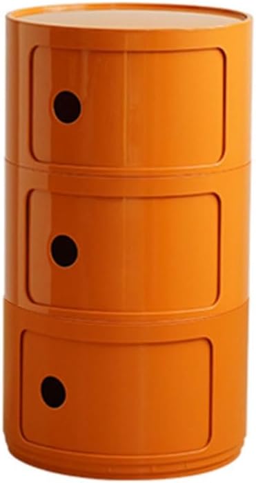 Round Nightstand with Drawers, Round Bedside Table 2/3/4 Tier Plastic Nightstand Storage, RoundStorage Cabinet with Sliding Door, Modern End Table Side Table, for Living Room, Bedroom, Bathroom