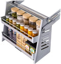 Stainless Steel Soft Close Kitchen Cabinet Door Stop, 2-Layer Organizer for 500mm Cabinets, Inner Width 46-47mm, Durable Storage Solution for Efficient Kitchen Space