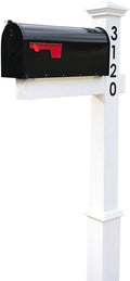 4Ever Products The Homestead Vinyl/PVC Mailbox Post (Includes Mailbox) - Parent (Black Numbers on Post)