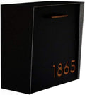 Wall Mounted Mailbox - Aluminum (ACP) Black Aluminum Face and Body with Wood Dark Oak numbers - Custom Mailbox - Postbox - Letterbox - Mailnest Type 1