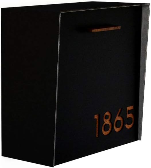 Wall Mounted Mailbox - Aluminum (ACP) Black Aluminum Face and Body with Wood Dark Oak numbers - Custom Mailbox - Postbox - Letterbox - Mailnest Type 1