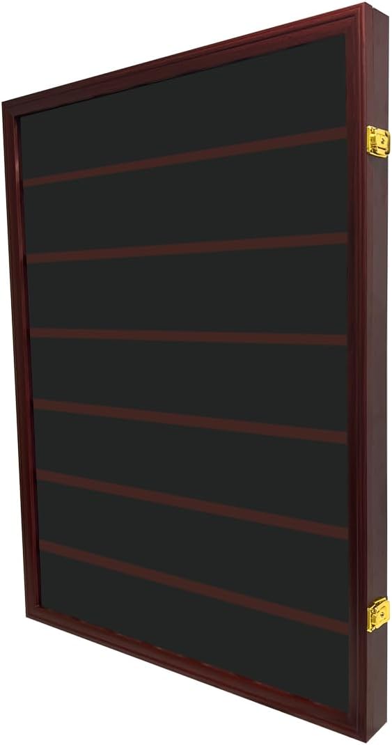 Wall-Mounted Walnut (7 Rows) NGC PCGS ICG Wooden Coin Slab Display Case Holder Frame Cabinet Storage for Coin Collection Medal Badges Sport Card Trading Card Collectibles Organization