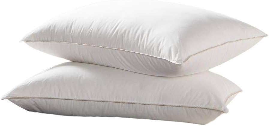 Luxurious Goose Down Pillow - 500 Thread Count Egyptian Cotton, Soft, Standard Size, Set of 2